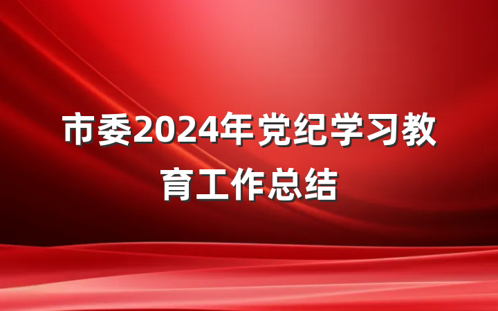市委2024年党纪学习教育工作总结
