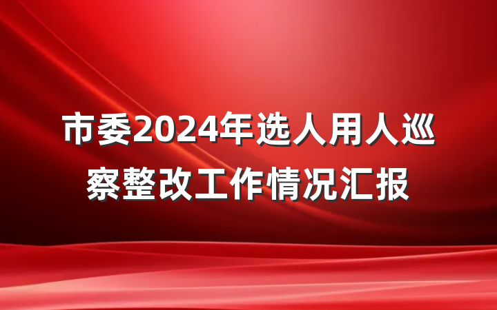 市委2024年选人用人巡察整改工作情况汇报