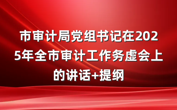 市审计局党组书记在2025年全市审计工作务虚会上的讲话 提纲