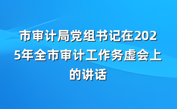 市审计局党组书记在2025年全市审计工作务虚会上的讲话