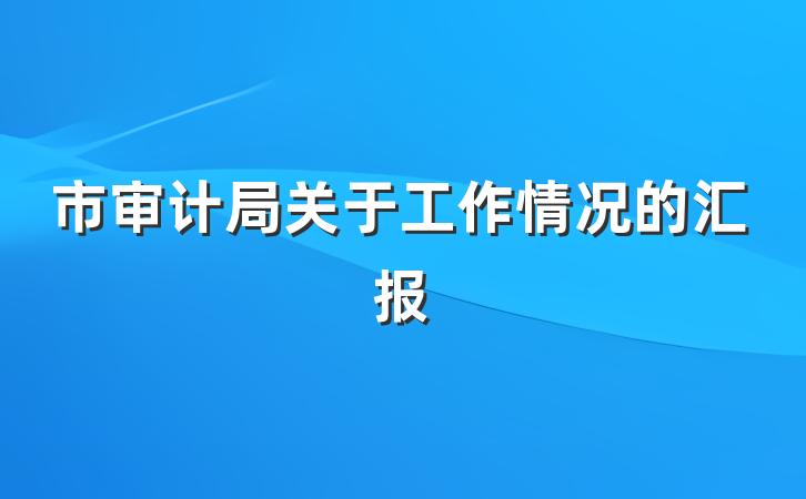 市审计局关于工作情况的汇报