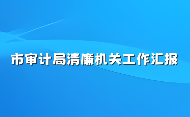 市审计局清廉机关工作汇报