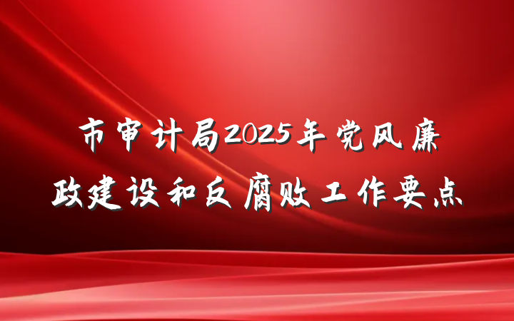 市审计局2025年党风廉政建设和反腐败工作要点