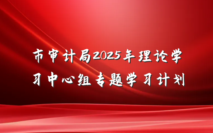市审计局2025年理论学习中心组专题学习计划