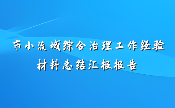 市小流域综合治理工作经验材料总结汇报报告
