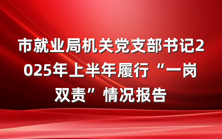 市就业局机关党支部书记2025年上半年履行“一岗双责”情况报告