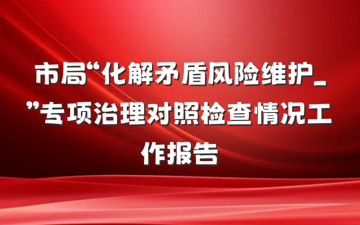 市局“化解矛盾风险维护_”专项治理对照检查情况工作报告