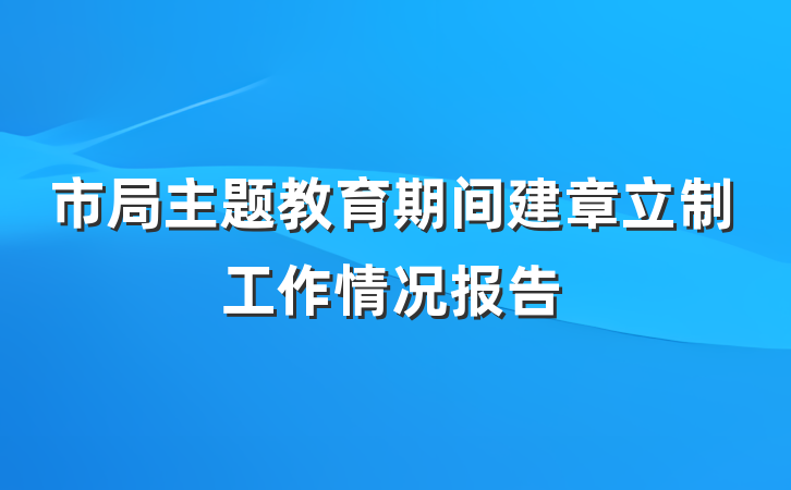 市局主题教育期间建章立制工作情况报告