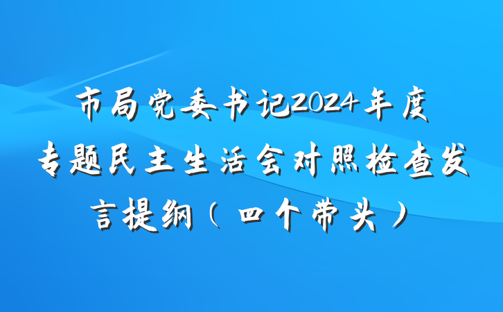 市局党委书记2024年度专题民主生活会对照检查发言提纲（四个带头）