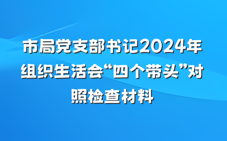 市局党支部书记2024年组织生活会“四个带头”对照检查材料