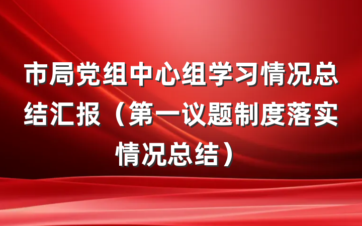 市局党组中心组学习情况总结汇报（第一议题制度落实情况总结）