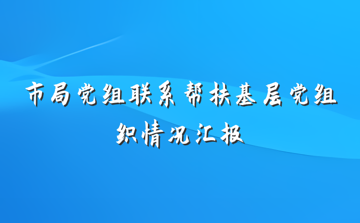 市局党组联系帮扶基层党组织情况汇报