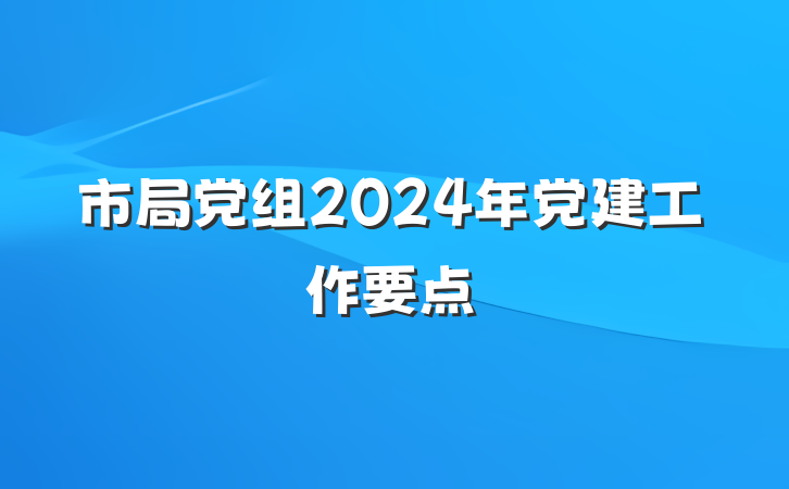 市局党组2024年党建工作要点
