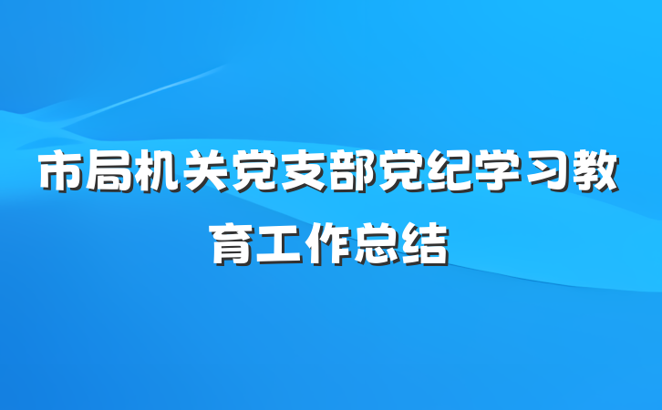 市局机关党支部党纪学习教育工作总结