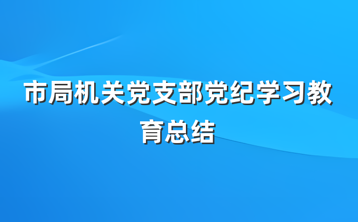 市局机关党支部党纪学习教育总结
