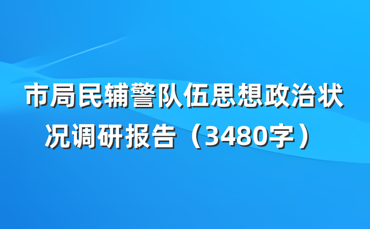 市局民辅警队伍思想政治状况调研报告（3480字）