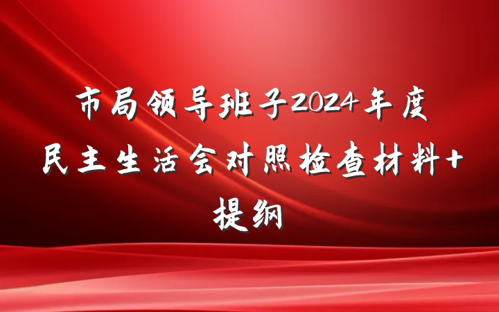 市局领导班子2024年度民主生活会对照检查材料 提纲