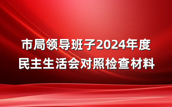 市局领导班子2024年度民主生活会对照检查材料