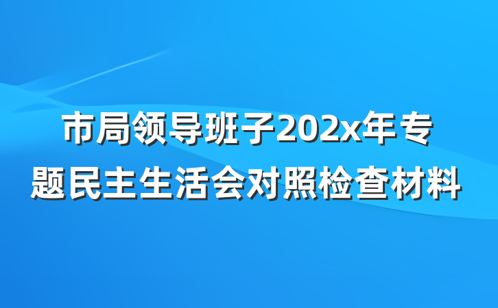 市局领导班子202x年专题民主生活会对照检查材料
