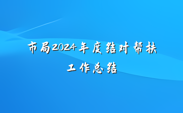 市局2024年度结对帮扶工作总结