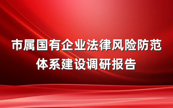 市属国有企业法律风险防范体系建设调研报告