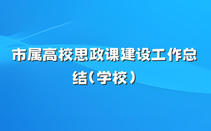 市属高校思政课建设工作总结（学校）