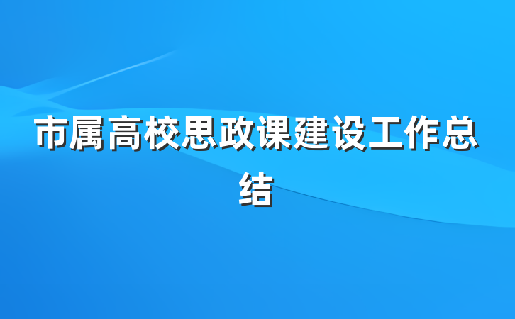 市属高校思政课建设工作总结