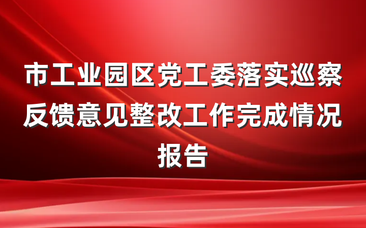 市工业园区党工委落实巡察反馈意见整改工作完成情况报告