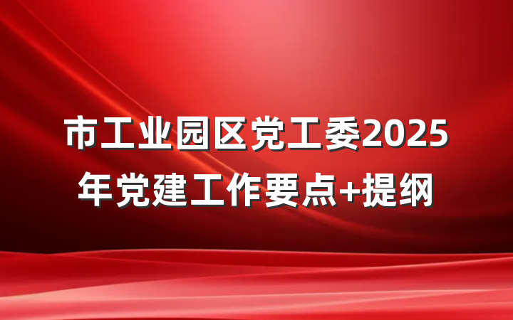市工业园区党工委2025年党建工作要点 提纲