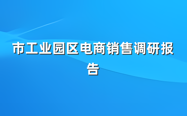市工业园区电商销售调研报告