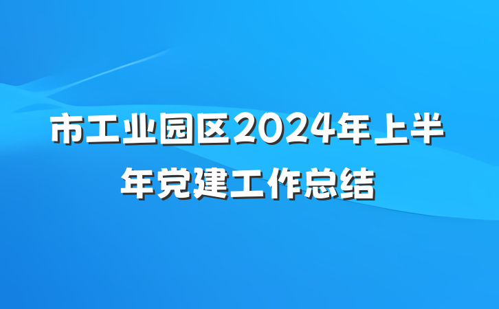 市工业园区2024年上半年党建工作总结