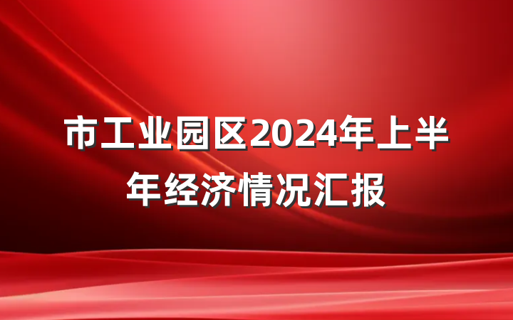 市工业园区2024年上半年经济情况汇报