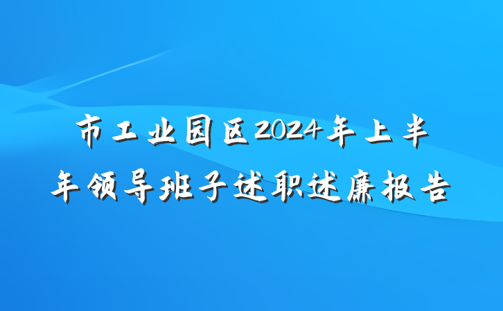市工业园区2024年上半年领导班子述职述廉报告