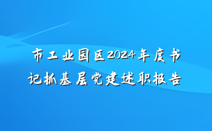 市工业园区2024年度书记抓基层党建述职报告