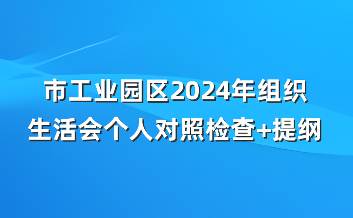 市工业园区2024年组织生活会个人对照检查 提纲