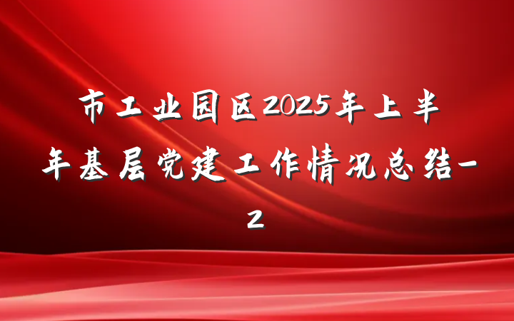 市工业园区2025年上半年基层党建工作情况总结-2