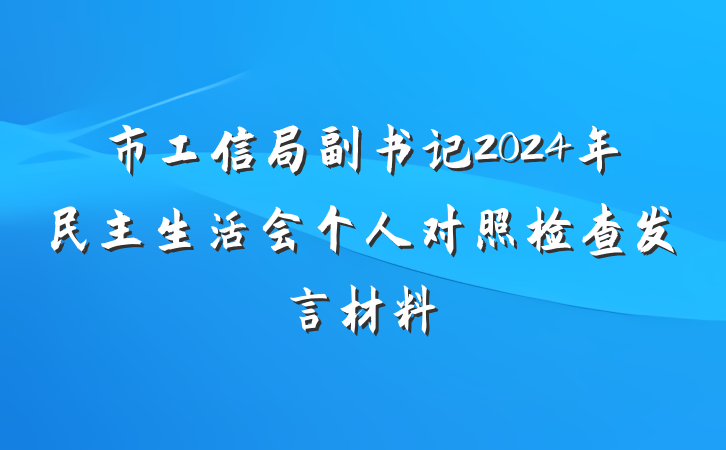 市工信局副书记2024年民主生活会个人对照检查发言材料