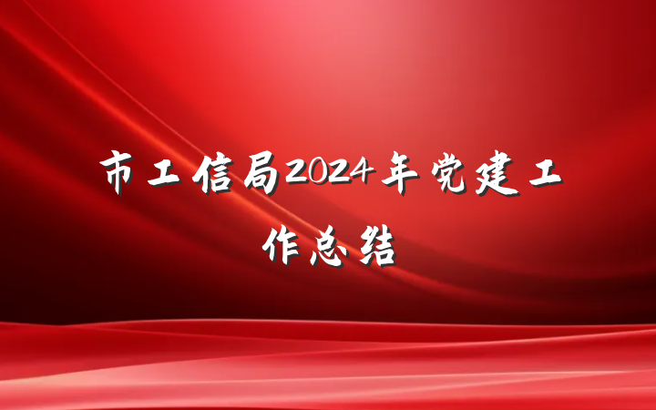 市工信局2024年党建工作总结