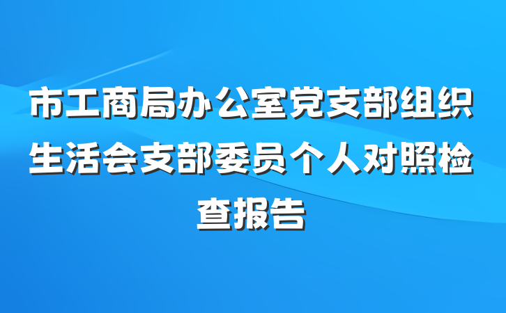 市工商局办公室党支部组织生活会支部委员个人对照检查报告