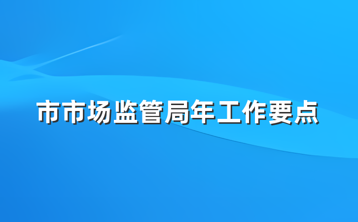 市市场监管局年工作要点