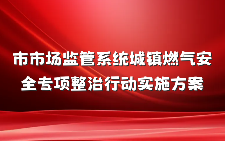 市市场监管系统城镇燃气安全专项整治行动实施方案