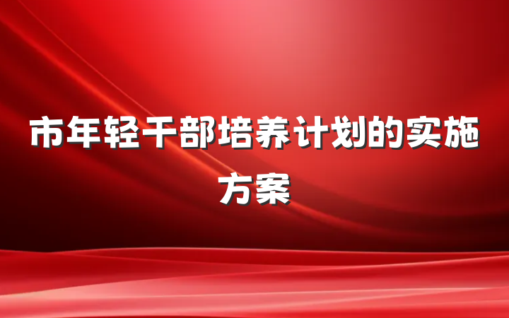 市年轻干部培养计划的实施方案