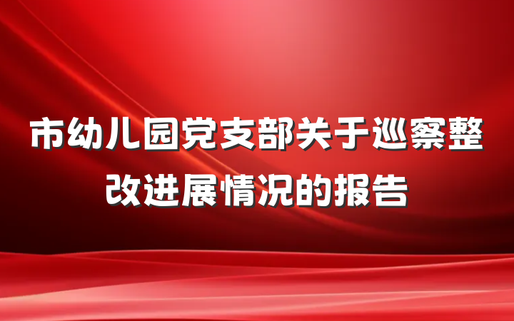 市幼儿园党支部关于巡察整改进展情况的报告