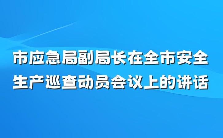 市应急局副局长在全市安全生产巡查动员会议上的讲话