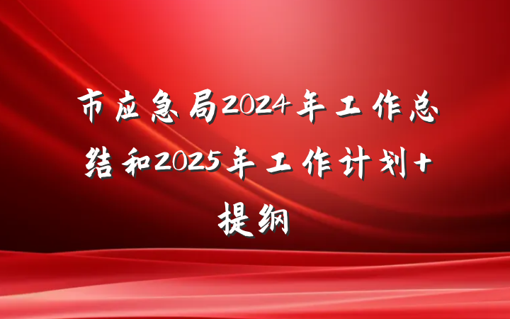 市应急局2024年工作总结和2025年工作计划 提纲