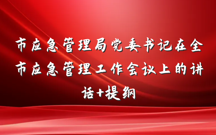 市应急管理局党委书记在全市应急管理工作会议上的讲话 提纲