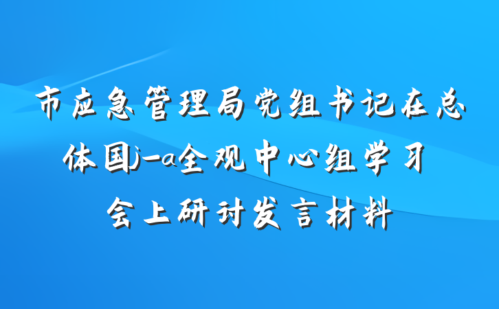 市应急管理局党组书记在总体国j-a全观中心组学习会上研讨发言材料