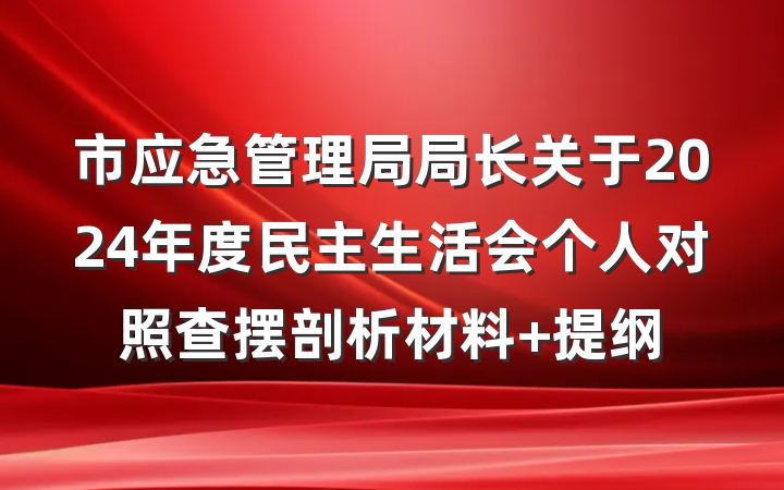 市应急管理局局长关于2024年度民主生活会个人对照查摆剖析材料 提纲
