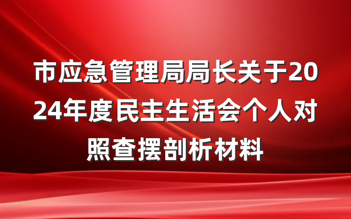 市应急管理局局长关于2024年度民主生活会个人对照查摆剖析材料
