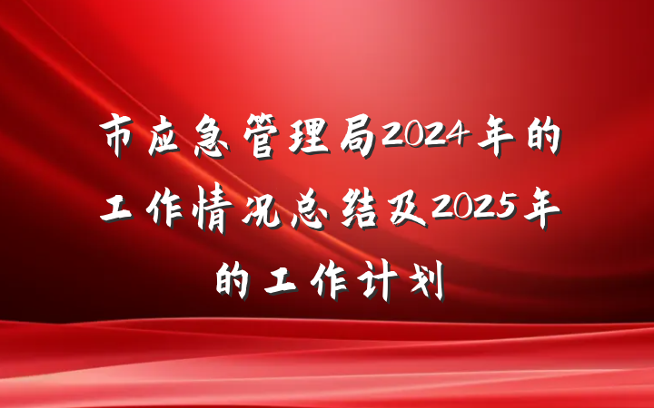 市应急管理局2024年的工作情况总结及2025年的工作计划